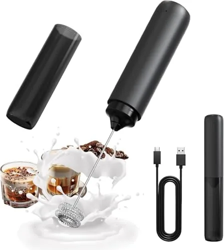 rechargeable milk frother handheld coffee frother wand drink mixer with cover electric whisk coffee mixer for matcha lattes cappuccino